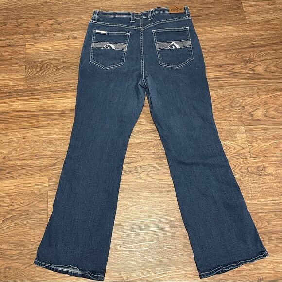 Jordache Vintage Women's Reese High Rise Slim Bootcut Jeans Washed Out Blue 34 - Picture 12 of 13